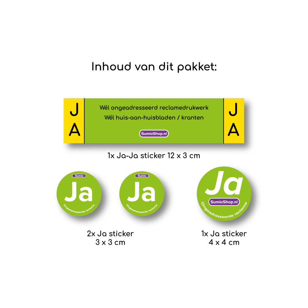 Ja en Ja-Ja Ongeadresseerde reclame - Brievenbus stickers - Pakket met 4 stickers